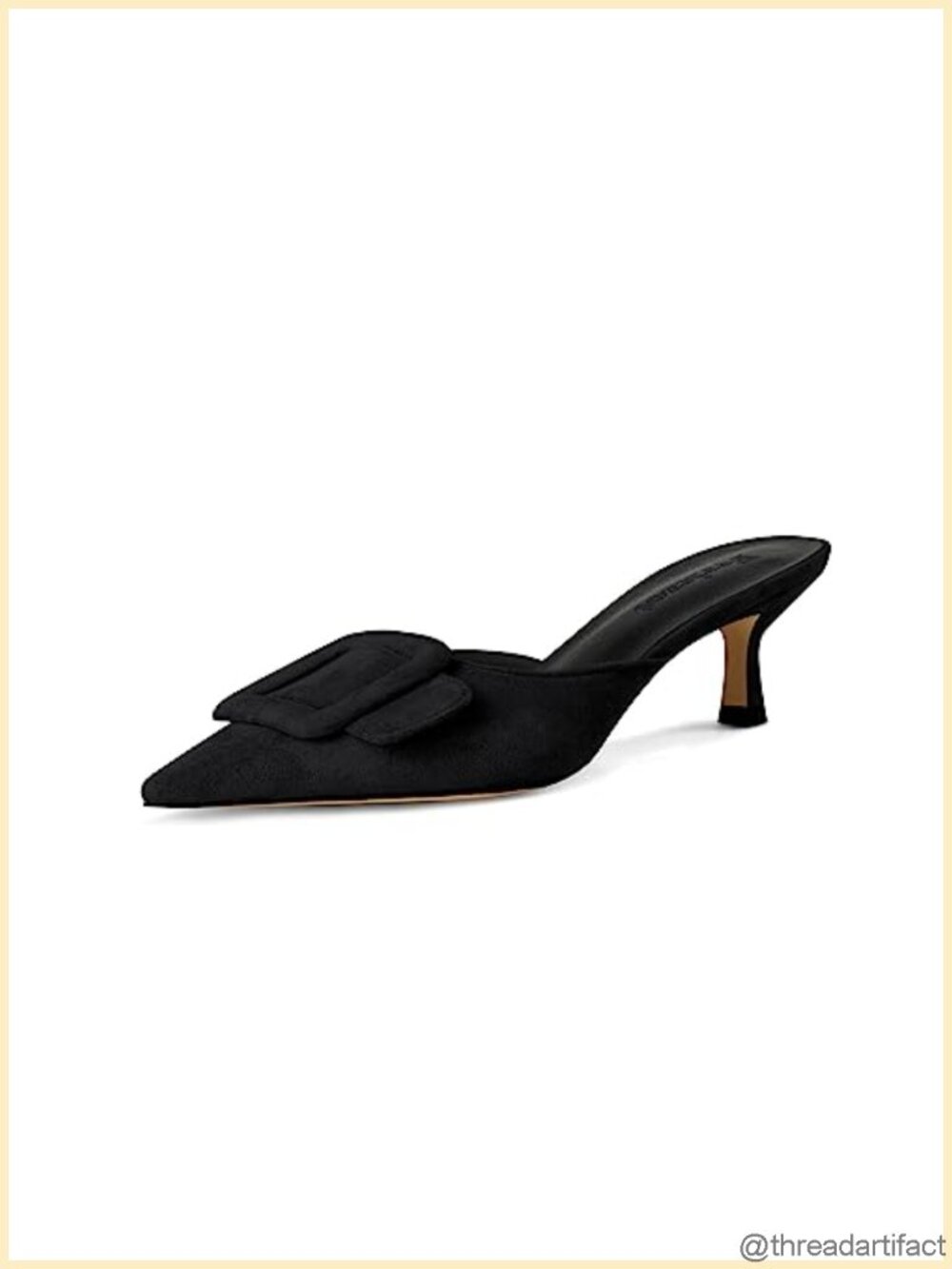 Faux Suede Mule Slingback Buckle Kitten Heel Pointed Toe Women's Dress Sandals